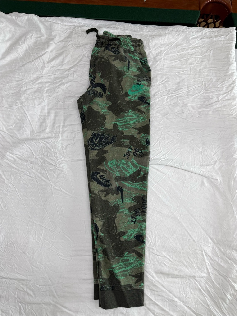 Nike Green Camo Joggers with Teal Accents